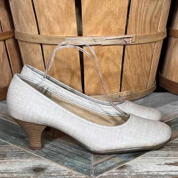Aerosoles Wise Guy Beige Nude Woven Textile Pumps Heels NWOT Womens Size 10 - Picture 1 of 11